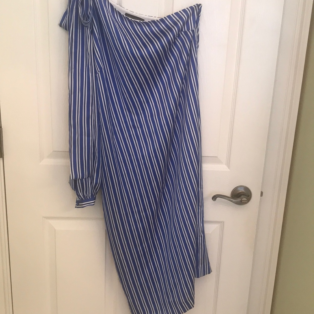 Banana Republic One shoulder blue dress Sz 10 NWOT